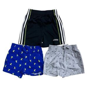 Adidas & Garanimals Boys Shorts Bundle 12M Athletic, Dino, Palm Tree Summer Set